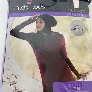 Cuddi Duds Women’s Long Sleeve Thumbholes Double Plush Velour Dark Grey Size S
